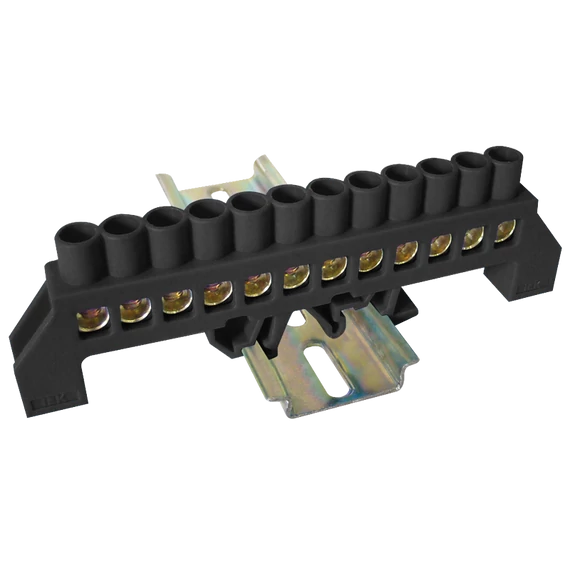 TRACON Szigetelt földelősín (N/PE), fekete, 230/400VAC, 100A, 8x12mm, 12P, IP20 (NPE-BK8-12)