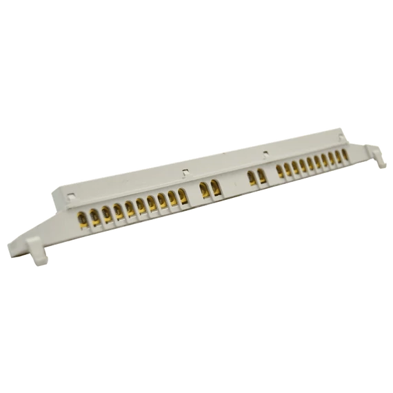 TRACON Szigetelt földelősín (N/PE) EDSS-12/. mod.elosztóhoz, 230/400VAC, 63A, 7,6x18,3mm, L=250 mm, 24P, IP20 (NPE-Z-24)