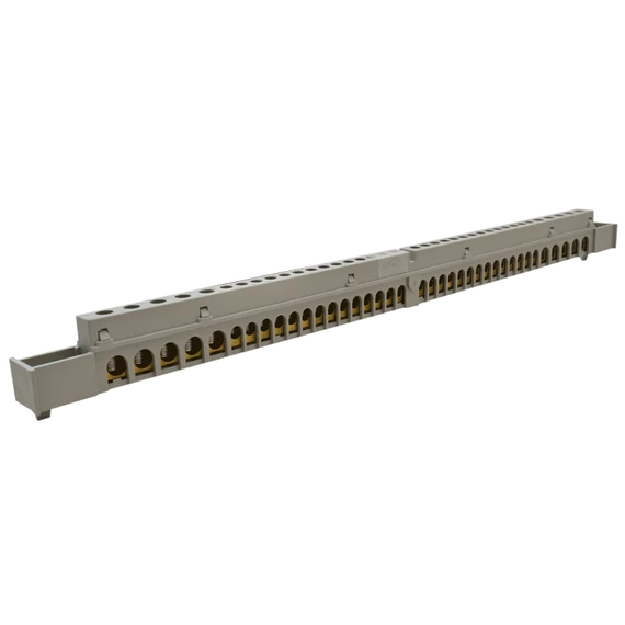 TRACON Szigetelt földelősín (N/PE) EDSS-18/. mod.elosztóhoz, 230/400VAC, 100A, 13,7x26,6mm, L=360 mm, 38P, IP20 (NPE-Z-38)
