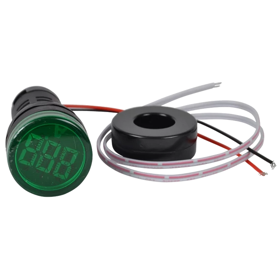 TRACON Árammérő, LED jelzőfény, zöld, 1-100A, Um=230VAC, d=22mm (NYG3-AG)