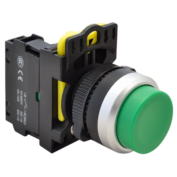 TRACON Kiálló nyomógomb, zöld, 1xNO, 5A/230V AC-15, IP65 (NYG3-HG)