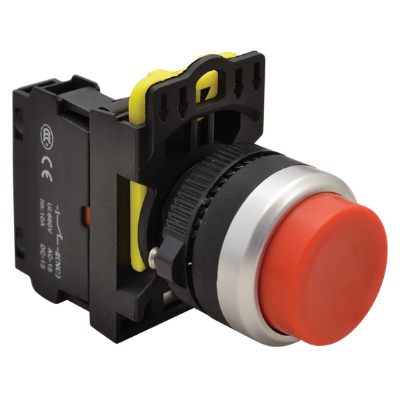 TRACON Kiálló nyomógomb, piros, 1xNC, 5A/230V AC-15, IP65 (NYG3-HR)