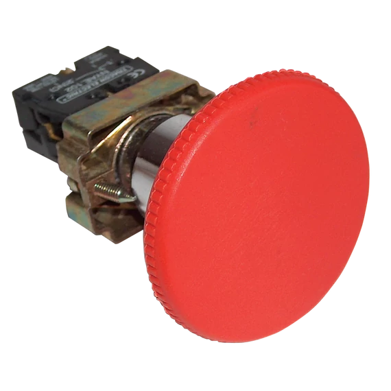 TRACON Gombafejű vészgomb, fémalapra szerelt, piros, 1xNC, 3A/400V AC, IP42, D=60mm (NYGBR42P)