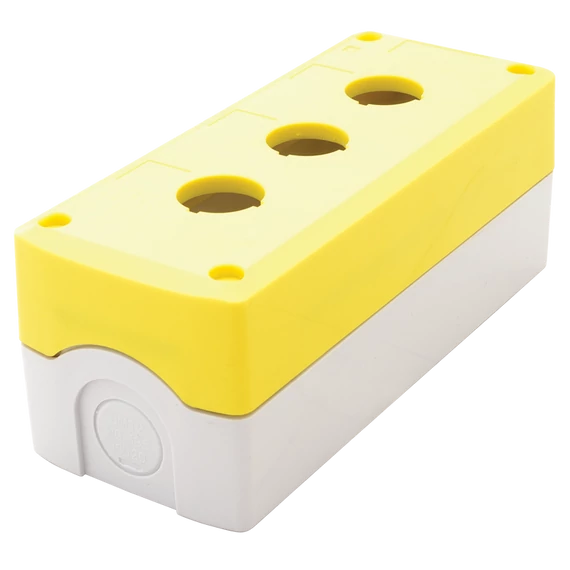 TRACON Összeállított tokozat nyomógombokhoz, sárga, 3-es, d=22,5, IP65, 2xPG-13,5 (NYGD-3YE)