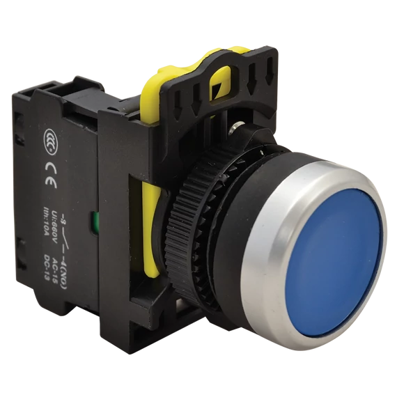 TRACON Egyszerű nyomókapcsoló, kék, 1xNO, 5A/230V AC-15, IP65 (NYK3-B)