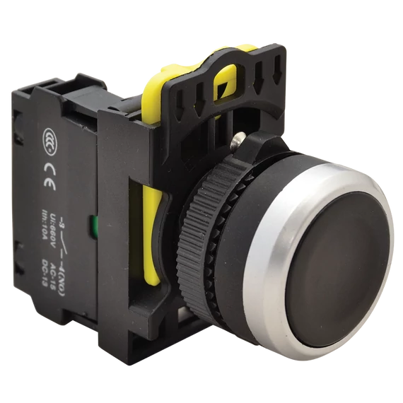 TRACON Egyszerű nyomókapcsoló, fekete, 1xNO, 5A/230V AC-15, IP65 (NYK3-BK)