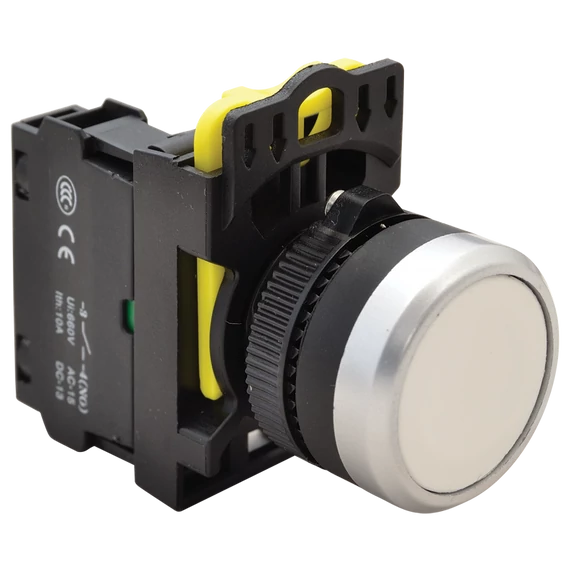TRACON Egyszerű nyomókapcsoló, fehér, 1xNO, 5A/230V AC-15, IP65 (NYK3-W)