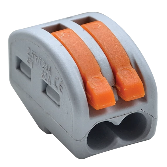 TRACON Csavar nélküli vezetékösszekötő, nyitható, 0,75-4mm2, 32A, 400VAC 2P (OVO2,5-2)