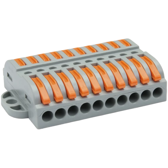 TRACON Csavar nélküli vezetékösszekötő, toldó, nyitható, 0,5-4mm2, 32A, 400VAC 10P (OVOFT1010)