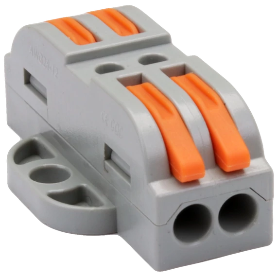 TRACON Csavar nélküli vezetékösszekötő, toldó, nyitható, 0,5-4mm2, 32A, 400VAC 2P (OVOFT22)
