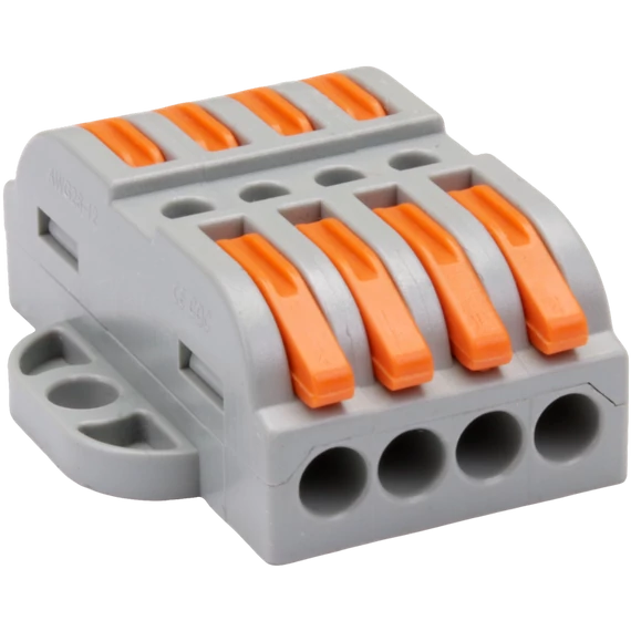 TRACON Csavar nélküli vezetékösszekötő, toldó, nyitható, 0,5-4mm2, 32A, 400VAC 4P (OVOFT44)