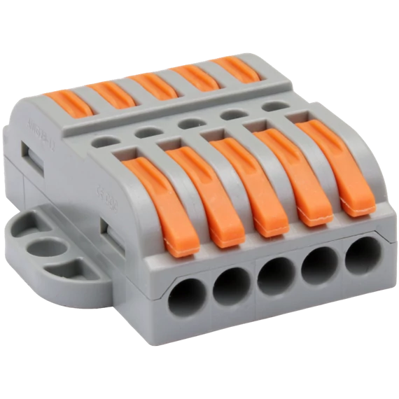 TRACON Csavar nélküli vezetékösszekötő, toldó, nyitható, 0,5-4mm2, 32A, 400VAC 5P (OVOFT55)