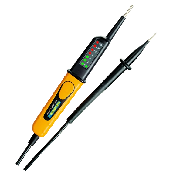 TRACON 2 pólusú feszültségvizsgáló LED kijelző, 6 ‐ 400V AC/DC (PANVOLTTESTER400)
