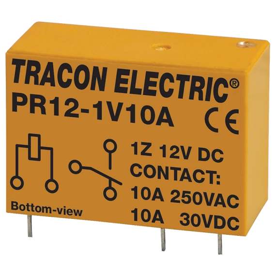 TRACON Print relé, 12V DC / 1xCO (10A, 230V AC / 30V DC) (PR12-1V10A)
