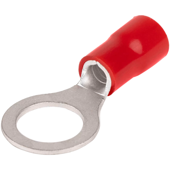 TRACON Szigetelt szemes saru, ónozott elektrolitréz, piros, 10mm2, M12, (d1=4,7mm, d2=13mm), PVC (PSZ10-12)