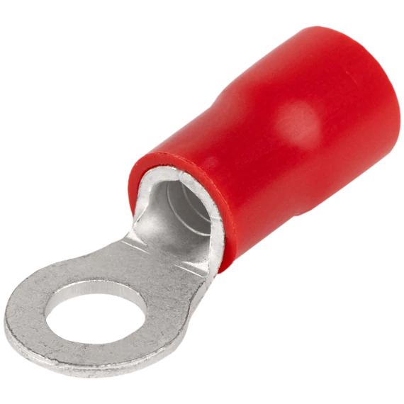 TRACON Szigetelt szemes saru, ónozott elektrolitréz, piros, 10mm2, M6, (d1=4,5mm, d2=6,4mm), PVC (PSZ10-6)