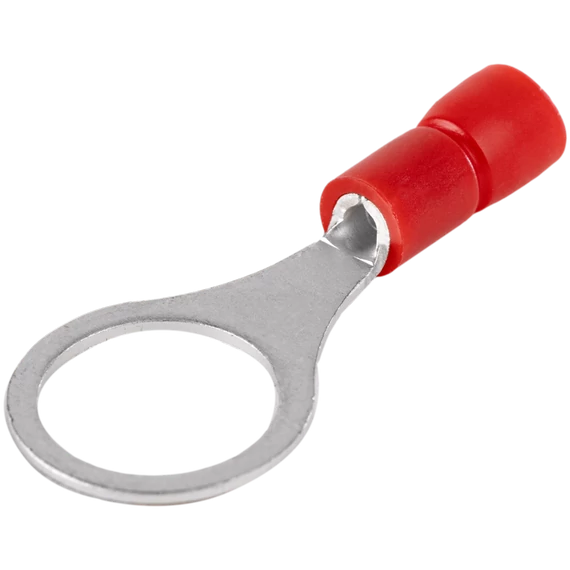 TRACON Szigetelt szemes saru, ónozott elektrolitréz, piros, 1,5mm2, M10, (d1=1,7mm, d2=10,5mm), PVC (PSZ10)