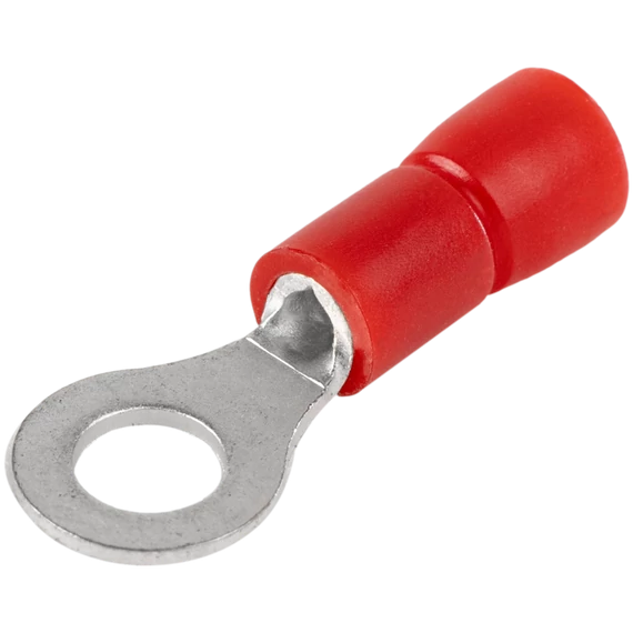 TRACON Szigetelt szemes saru, ónozott elektrolitréz, piros, 1,5mm2, M5, (d1=1,7mm, d2=5,3mm), PVC (PSZ5)