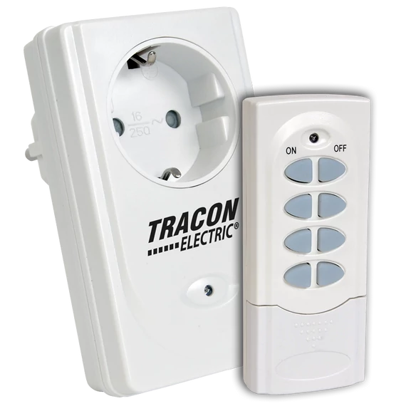 TRACON Távkapcsolós csatlakozóaljzat, 1 aljzat, 1 távírányító, 230VAC, 50Hz, 3600W, IP20, 433,92MHz (RCS11)