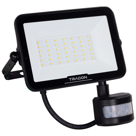 TRACON LED fényvető SAMSUNG chippel, mozgásérzékelős, 220-240V AC, 30W, 4000K, IP65, 3000lm, EEI=F (RSMDSM30W)