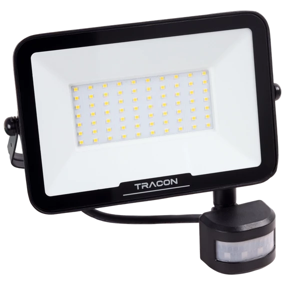 TRACON LED fényvető SAMSUNG chippel, mozgásérzékelős, 220-240V AC, 50W, 4000K, IP65, 5000lm, EEI=F (RSMDSM50W)