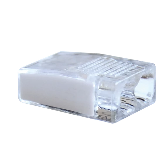 TRACON Csavar nélküli vezetékösszekötő, átlátszó/fehér, 2x0,5-2,5mm2, 450VAC, max. 16A (RVO2,5-2)