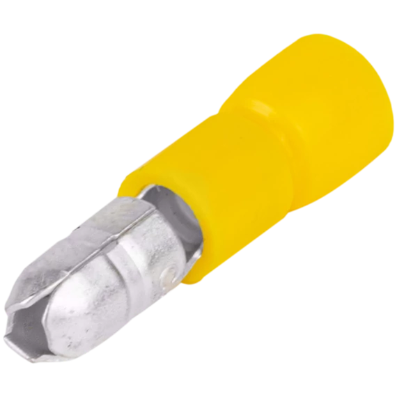 TRACON Szigetelt hengeres csatlakozó dugó, elektrolitréz, sárga, 6mm2, (d1=3,5mm, d2=5mm), PVC (SH4)