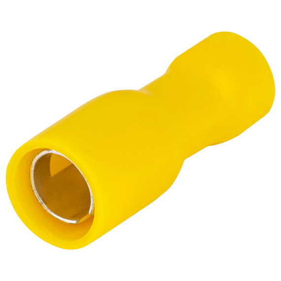 TRACON Szigetelt hengeres csatlakozó aljzat, elektrolitréz, sárga, 6mm2, (d1=3,5mm, d2=5mm), PVC (SHA4)