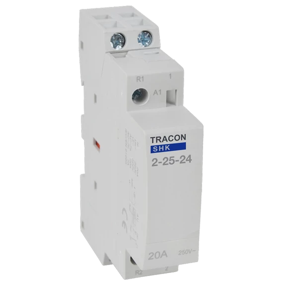 TRACON Installációs kontaktor, 24V AC, 50Hz, 1 Mod, 2xNO, AC1/AC7a, 25A (SHK2-25-24)