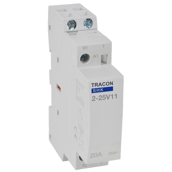 TRACON Installációs kontaktor, 230V AC, 50Hz, 1 Mod, 1xNO+1xNC, AC1/AC7a 25A (SHK2-25V11)