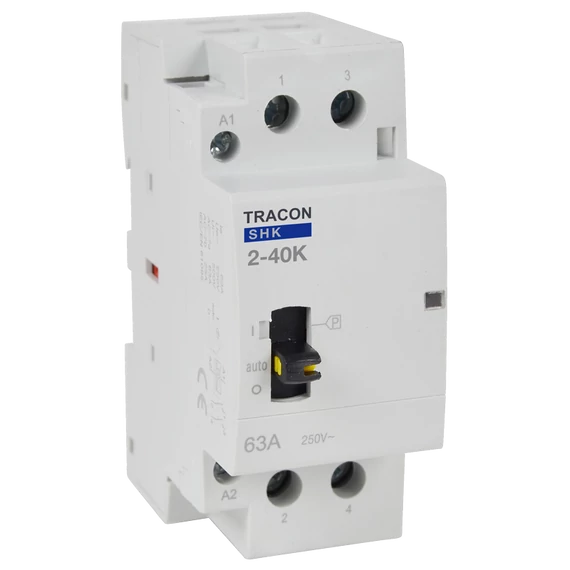 TRACON Installációs kontaktor, 230V AC, 50Hz, 2 Mod, 2xNO, AC1/AC7a, 40A (SHK2-40K)
