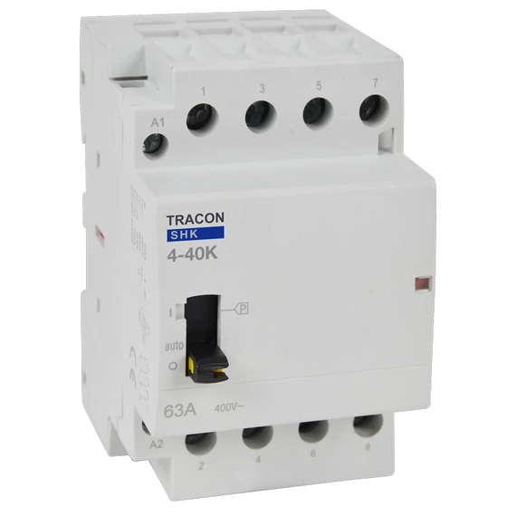 TRACON Installációs kontaktor, 230V AC, 50Hz, 3 Mod, 4xNO, AC1/AC7a, 40A (SHK4-40K)