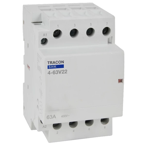 TRACON Installációs kontaktor, 230V AC, 50Hz, 3 Mod, 2xNO+2xNC, AC1/AC7a, 63A (SHK4-63V22)