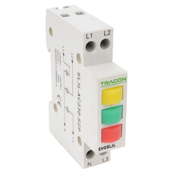 TRACON Sorolható ledes jelzőlámpa, sárga / zöld / vörös, 3x230V AC (SLJL-AC230-SZP)