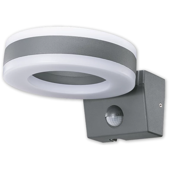 TRACON Mozgásérzékelős fali lámpatest, gyűrű forma, antracit, 230VAC, 20W, 1700lm, 4500K, 10s-5m, 3-2000lx, 9m, IP65, EEI=F (SLOMA20W)