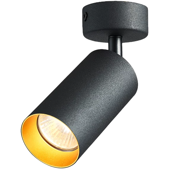 TRACON Mennyezeti állítható spot lámpatest, fekete, arany reflektor, 100-240VAC, 50Hz, 1xGU10, max.35W (SPGU10MA1GB)