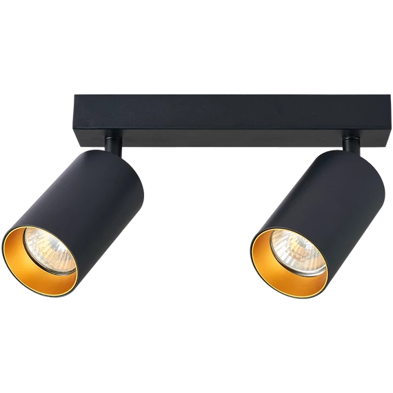 TRACON Mennyezeti állítható spot lámpatest, fekete, arany reflektor, 100-240VAC, 50Hz, 2xGU10, max.2x35W (SPGU10MA2GB)
