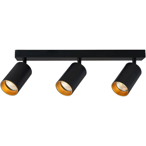 TRACON Mennyezeti állítható spot lámpatest, fekete, arany reflektor, 100-240VAC, 50Hz, 3xGU10, max.3x35W (SPGU10MA3GB)