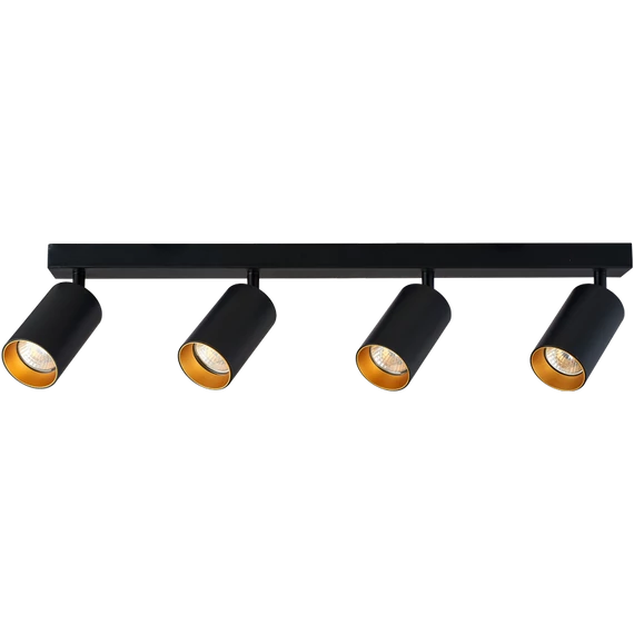 TRACON Mennyezeti állítható spot lámpatest, fekete, arany reflektor, 100-240VAC, 50Hz, 4xGU10, max.4x35W (SPGU10MA4GB)