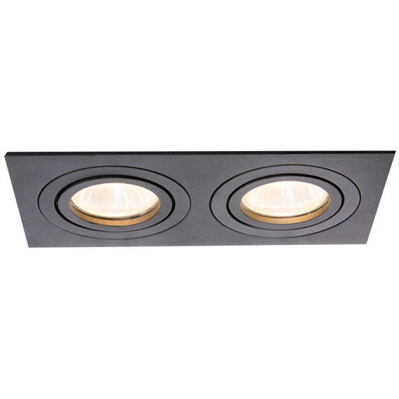 TRACON Süllyesztett spot lámpatest, négyzetes, dönthető, fekete, 173x93x24mm (SPND2B)
