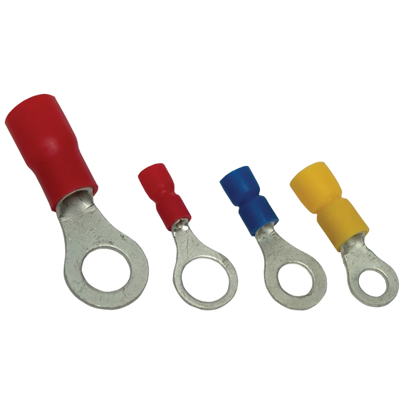 TRACON Szigetelt szemes saru, ónozott elektrolitréz, sárga, 25mm2, M5, (d1=7,7mm, d2=5,3mm), PVC (SSZ25-5)