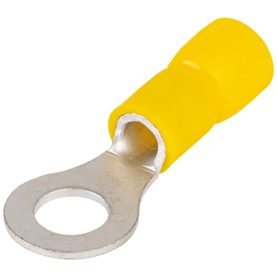 TRACON Szigetelt szemes saru, ónozott elektrolitréz, sárga, 6mm2, M4, (d1=3,4mm, d2=4,4mm), PVC (SSZ4)
