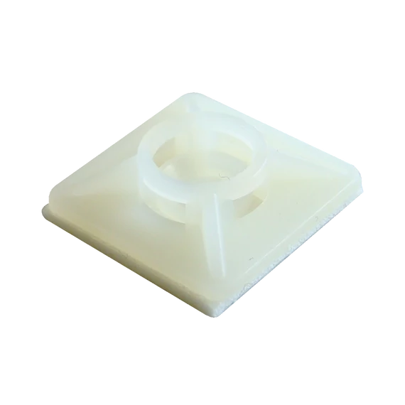 TRACON Öntapadós/csavarozható, 4oldalt fűzhető kötegelő talp, natúr, 20x20mm, d=2,9mm, PA6.6 (TALP190)
