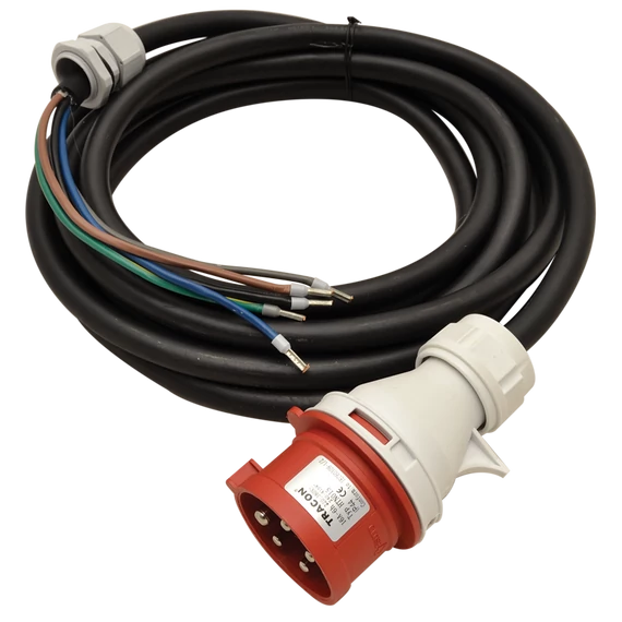 TRACON Gumikábel ipari csatlakozó dobozhoz, GT 5x2,5mm2, 16A, 5p, 2,5m (TDB-CABLE5P16)