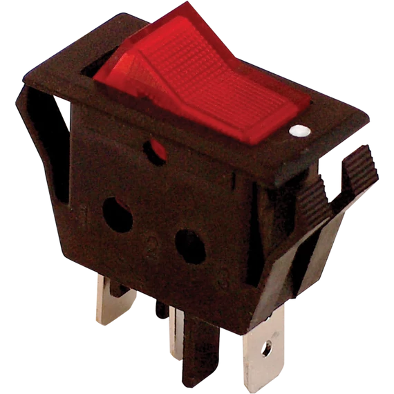 TRACON Készülékkapcsoló, BE-KI, piros-világító, 16(6)A, 250V AC (TES-11)