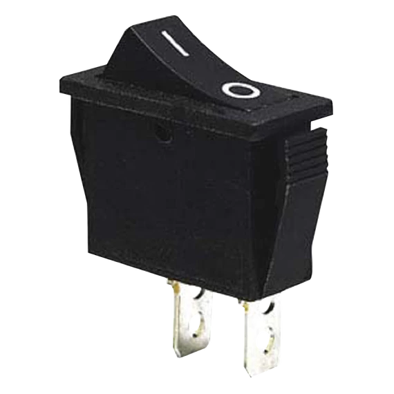 TRACON Készülékkapcsoló, BE-KI, fekete (0-I felirat), 16(6)A, 250V AC (TES-13)