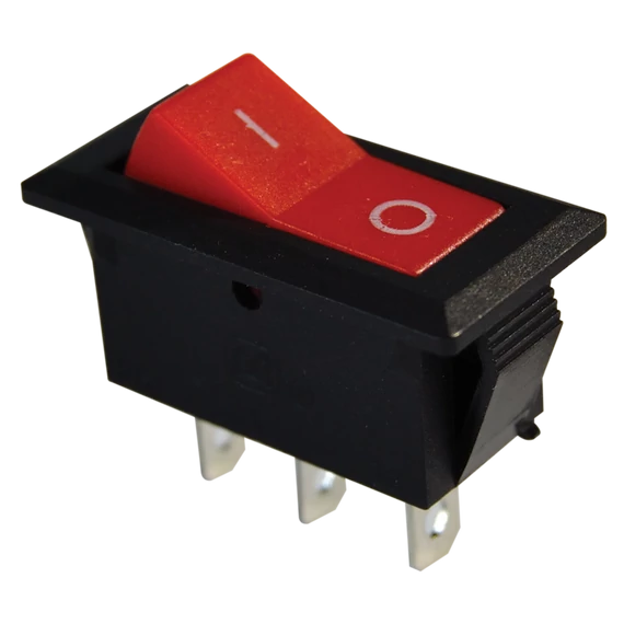 TRACON Készülékkapcsoló, váltó, piros (0-I felirat), 16(6)A, 250V AC (TES-22)