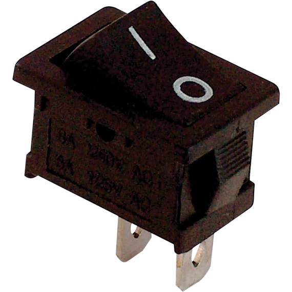 TRACON Készülékkapcsoló, BE-KI, fekete (0-I felirat), 16(6)A, 250V AC (TES-34)