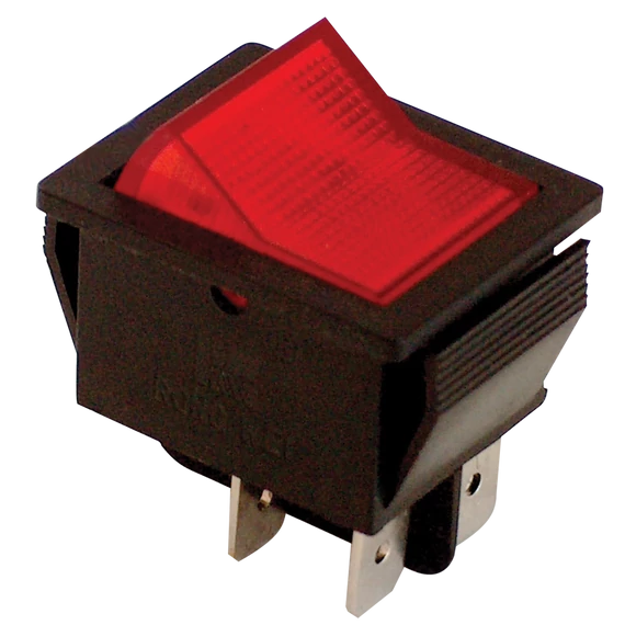 TRACON Készülékkapcsoló, BE-KI, 2-pólus, piros, világító raszter, 16(6)A, 250V AC (TES-41)