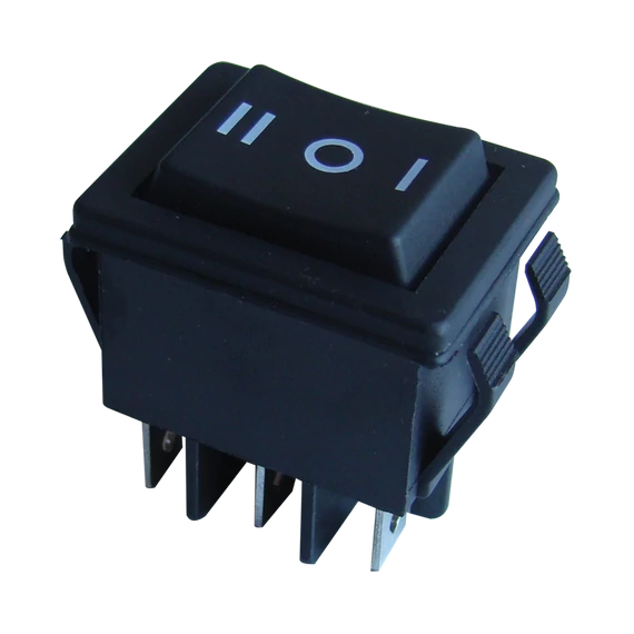 TRACON Készülékkapcsoló, váltó, fekete, nyomókapcs., I-0-II felirat, 16(6)A, 250V AC (TES-52-2)